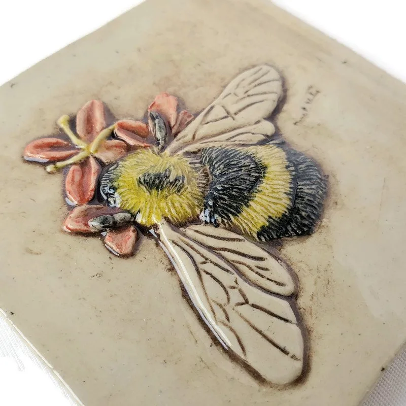 Bumblebee 4 Inch Art Tile-Hand Painted - Image 2