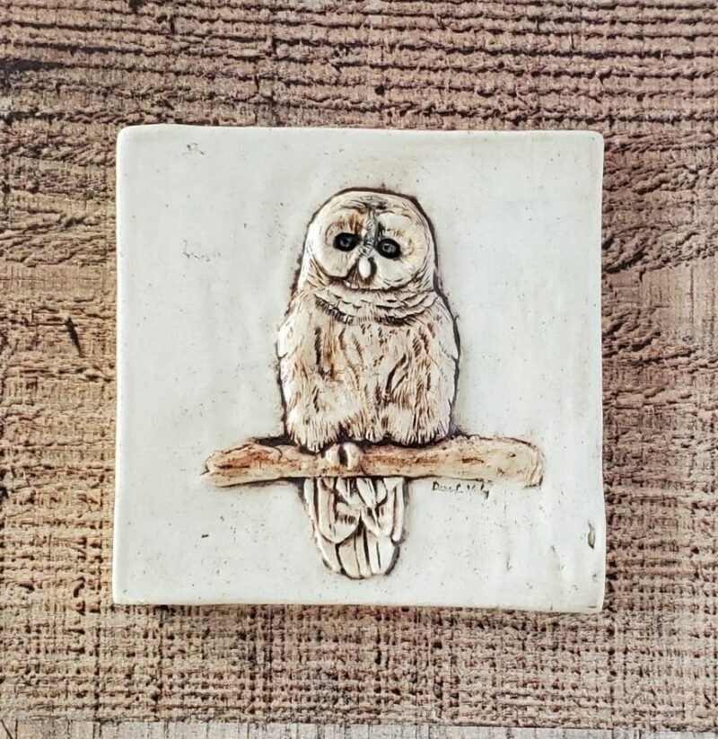 Barred Owl 4 Inch Art Tile-Hand Painted - Image 3