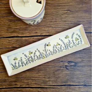 Appetizer Tray with hand carved lavender and honey bees