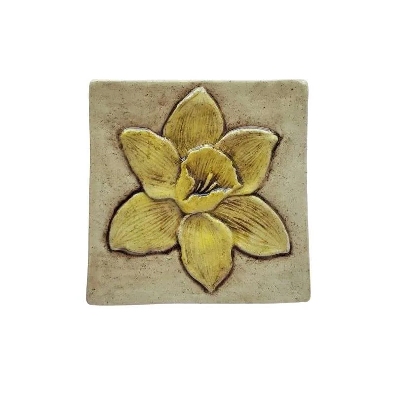 4 Inch Daffodil Tile handpainted in yellow