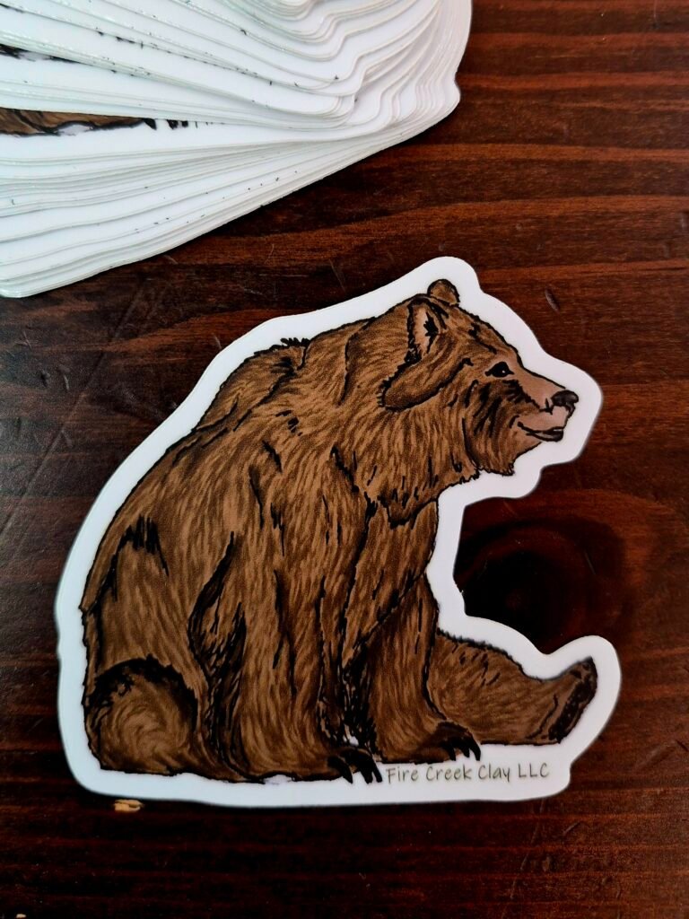 Grizzly Bear Sticker - Fire Creek Clay LLC