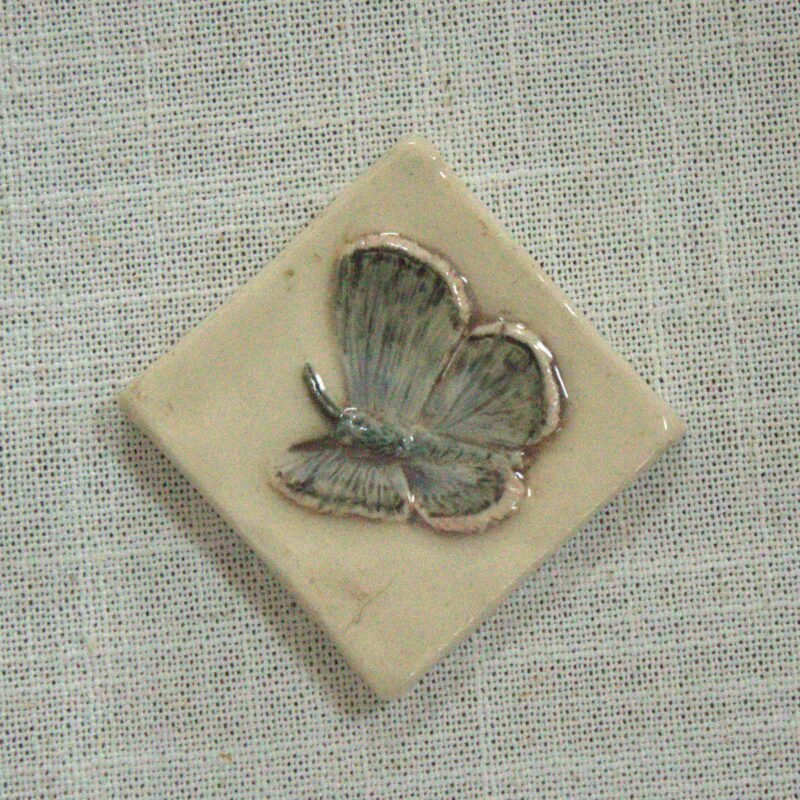 Silvery Blue Butterfly 2-inch Accent Tile-Meadow Bloom Collection