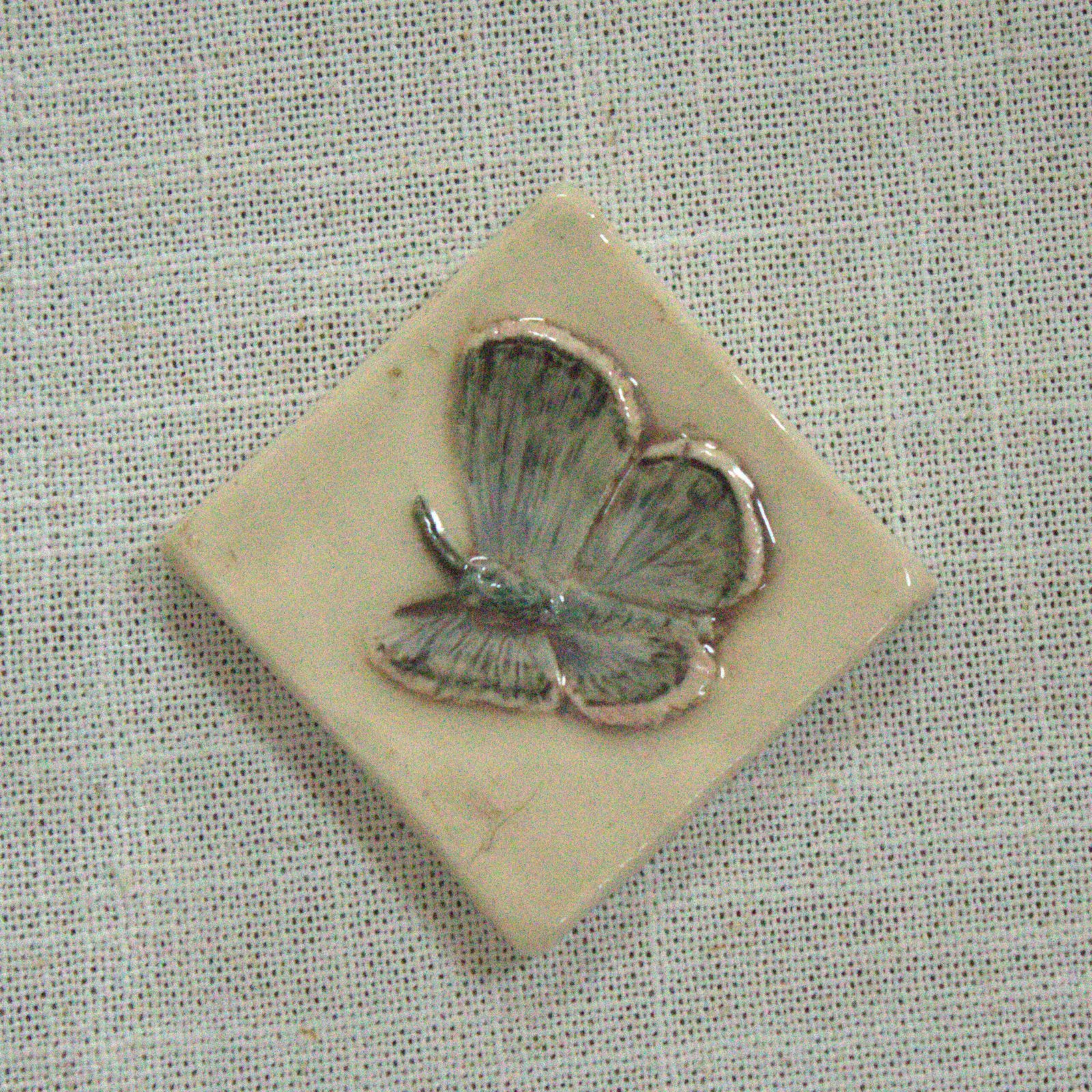 Silvery Blue Butterfly 2-inch Accent Tile-Meadow Bloom Collection